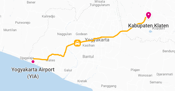 Ilustrasi perjalanan dari Yogyakarta ke Klaten