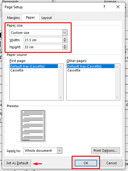 Pengaturan Ukuran Kertas Custom Size di Microsoft Word