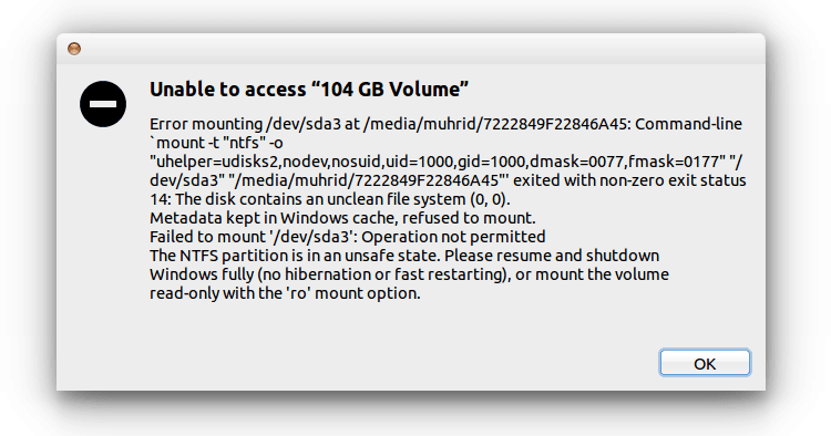 Error Mounting Ubuntu