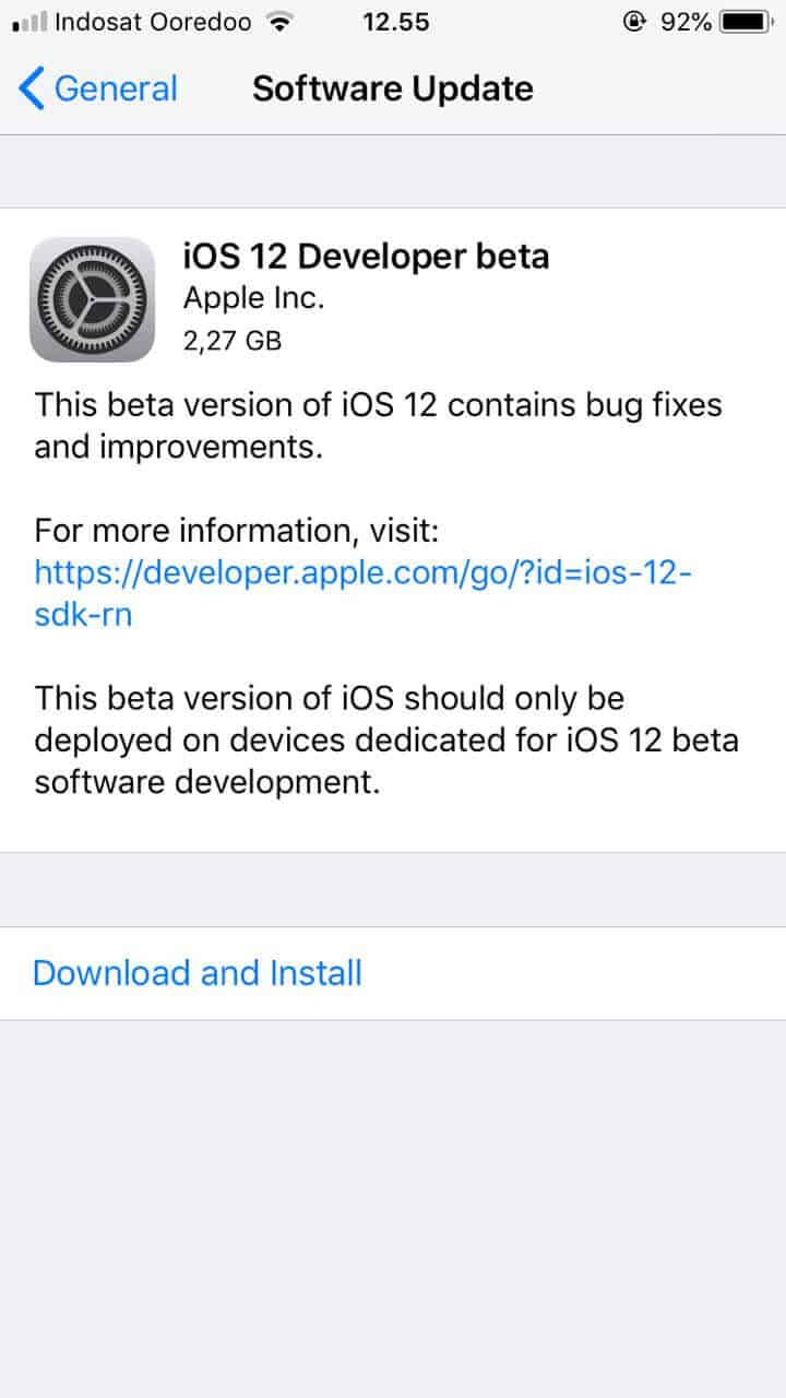 Download dan Install iOS 12 Beta Develover