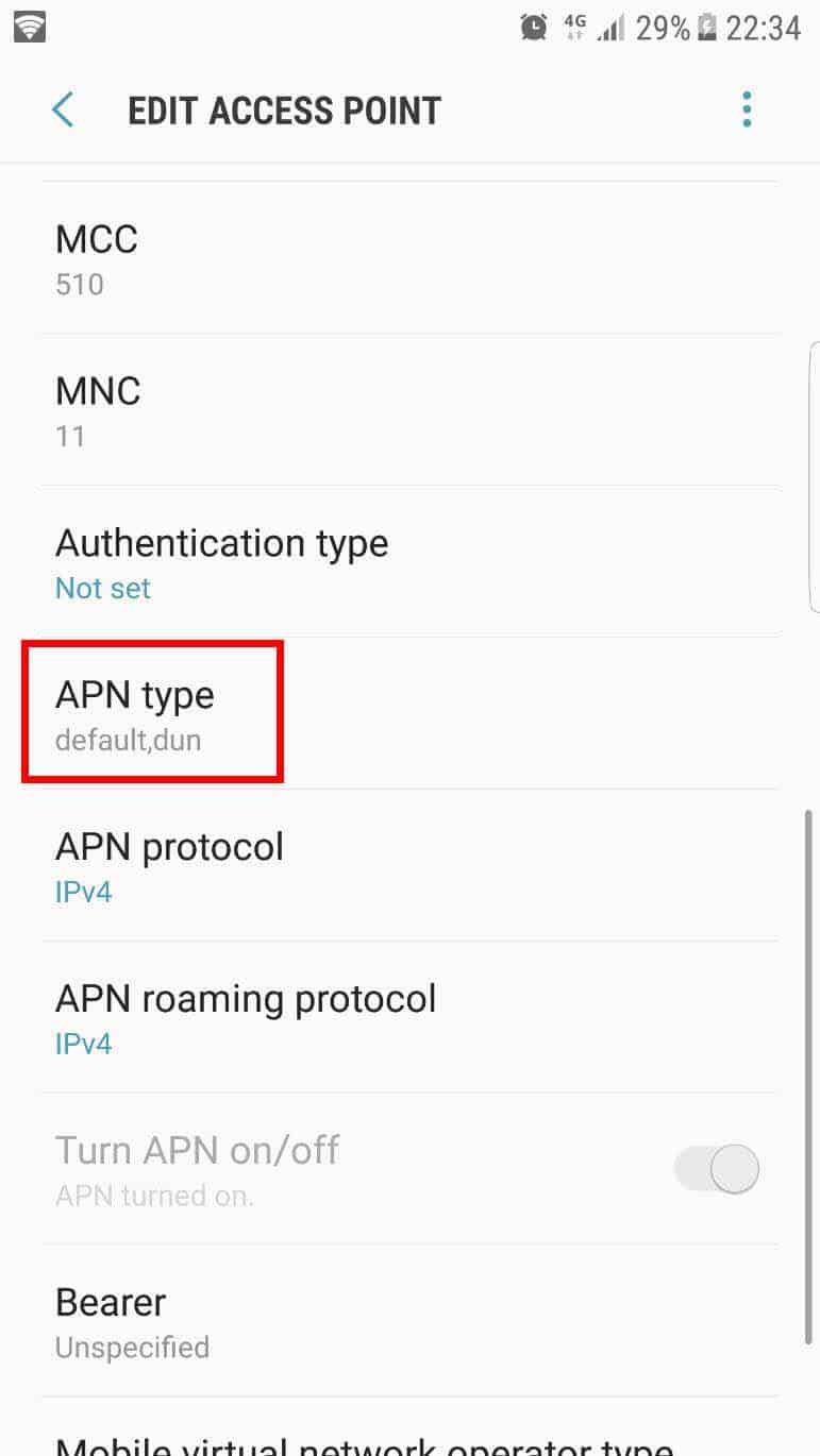 Pengaturan APN Access point network