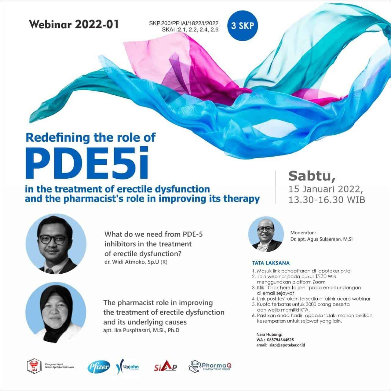 Kunci Jawaban Webinar Redefining the role of PDE5i in the treatment of erectile dysfunction and the pharmacist’s role in improving its therapy [Webinar 2022-01]