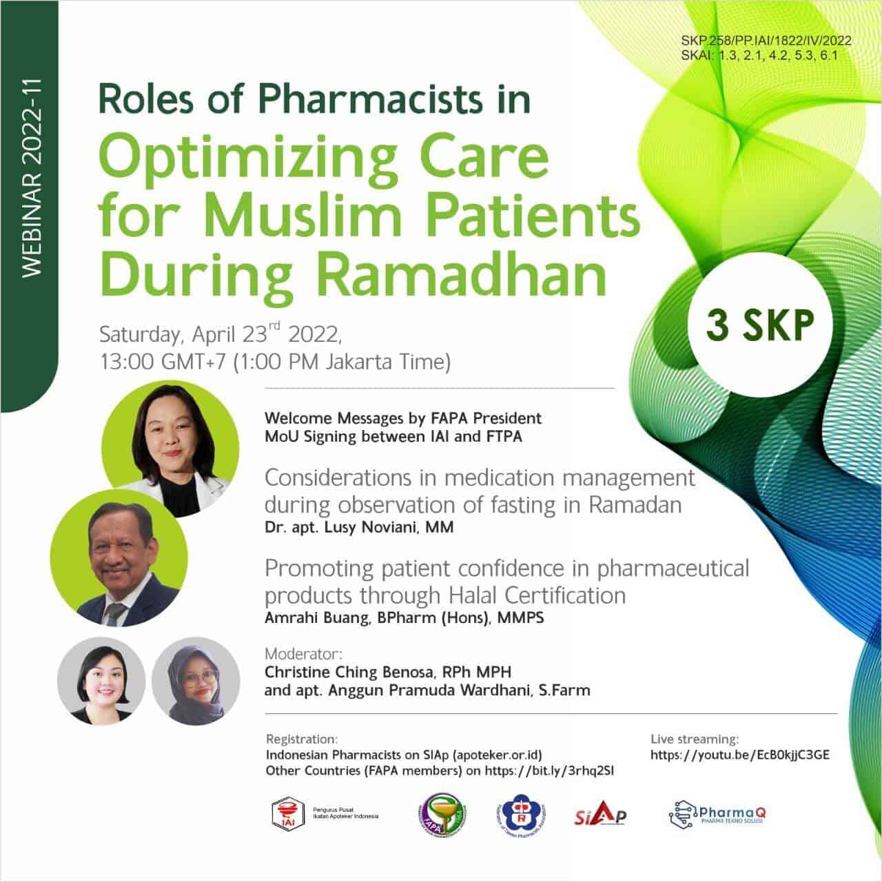 Kunci Jawaban Webinar Roles of Pharmacists in Optimizing Care for Muslim Patients During Ramadhan [Webinar 2022-11]